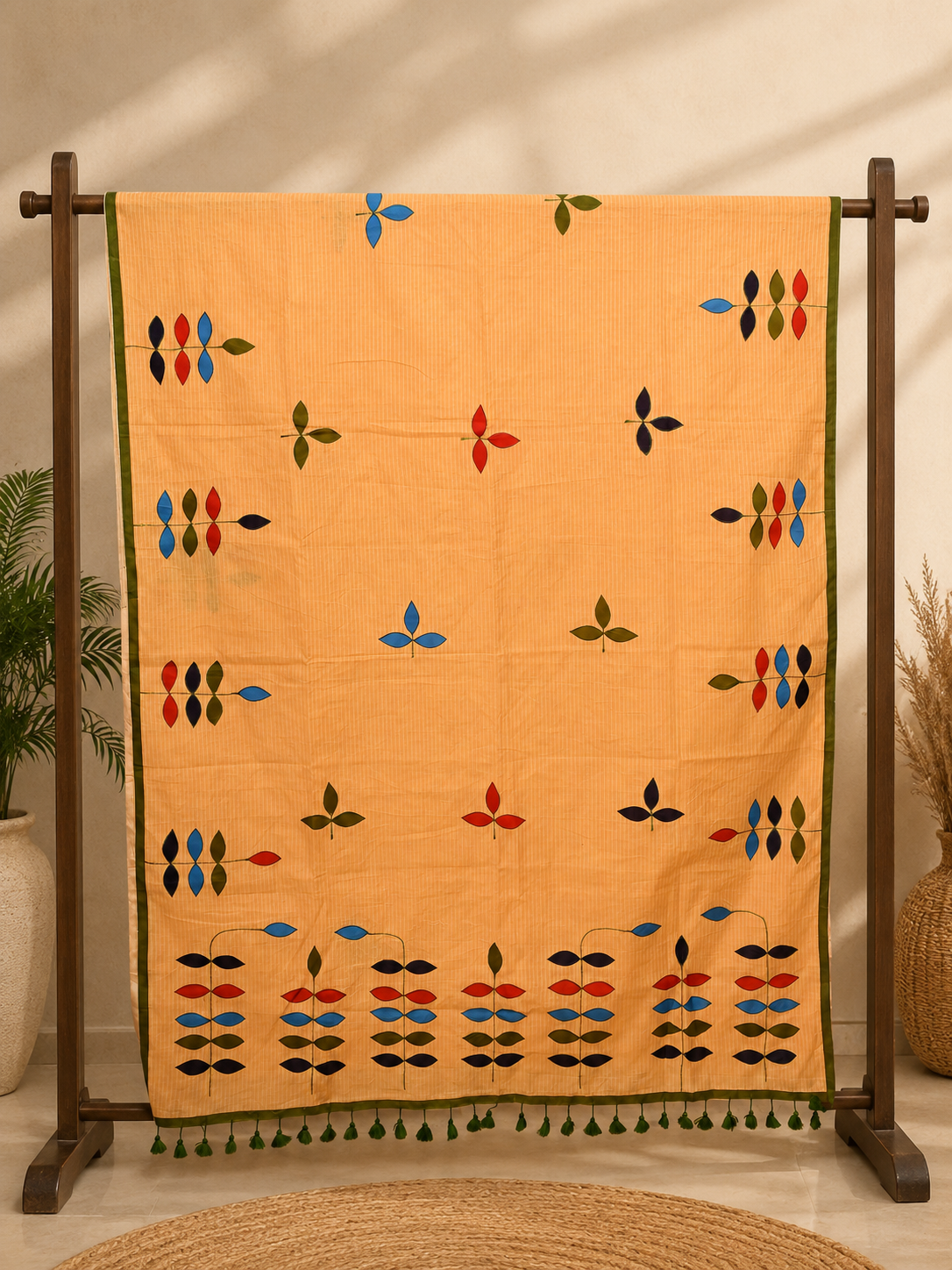 Taarulatha Mango Peach Cotton Appliqué Saree