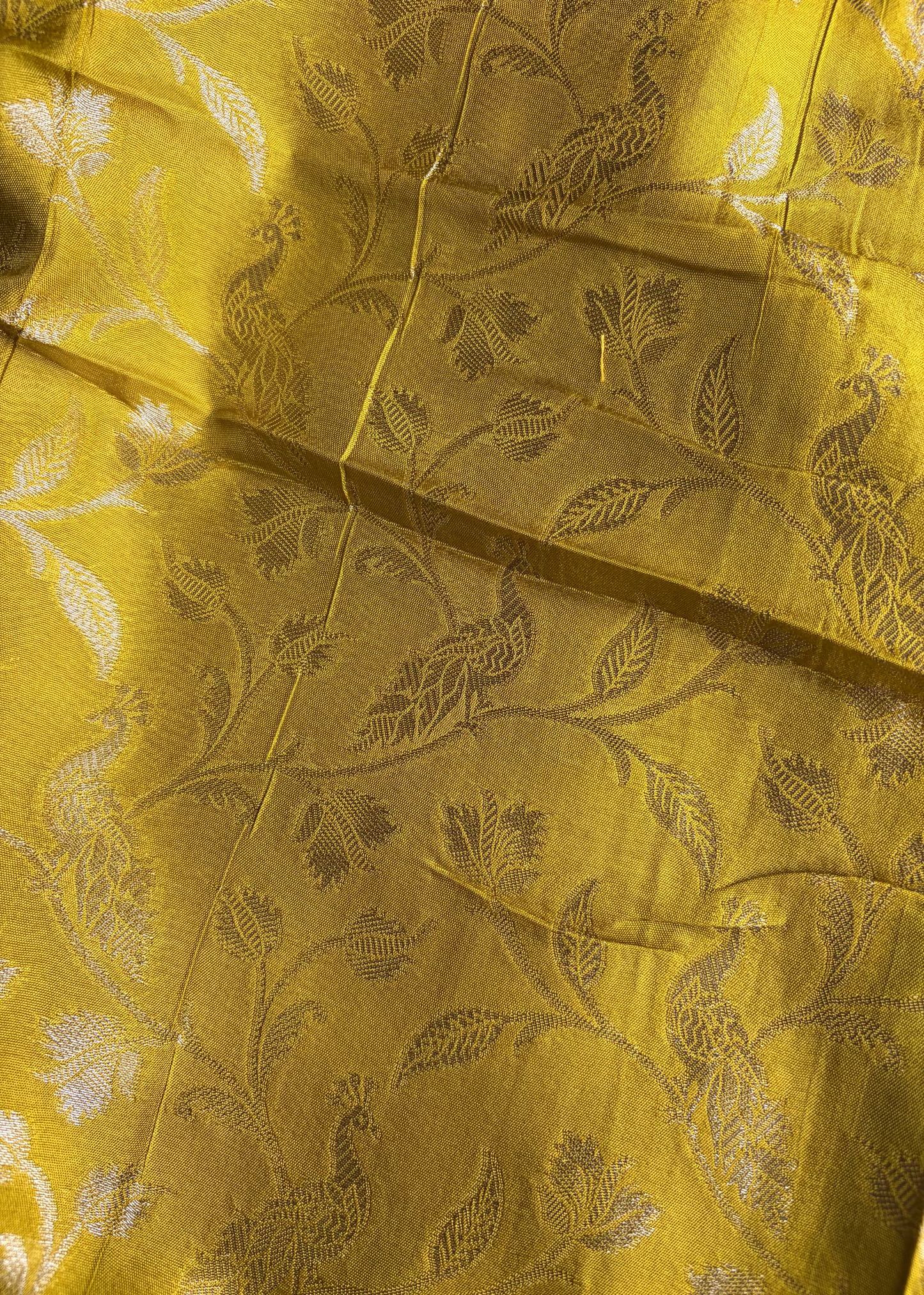 Rangamahal Black - Gold Yellow Heritage Peacock Border Assam Silk Saree