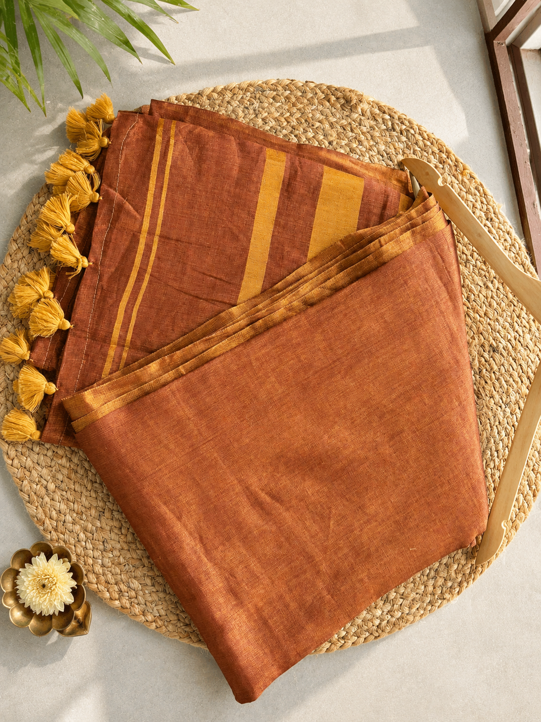 Royal Rust Linen Tissue Silk Saree