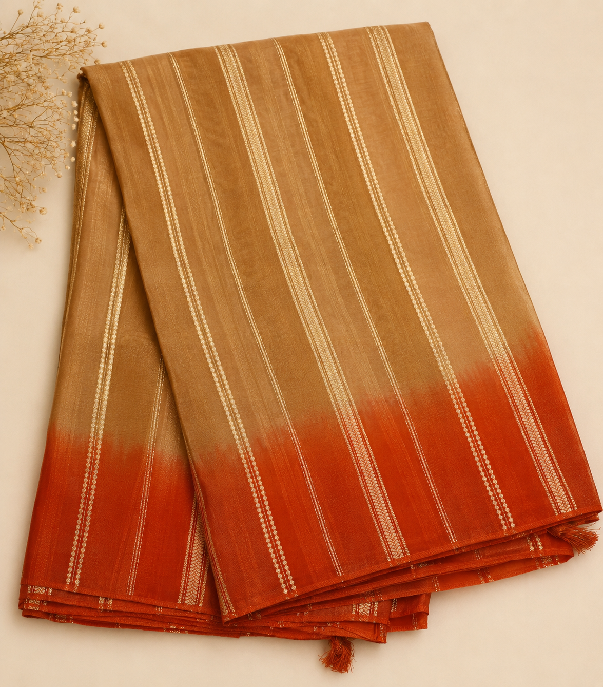 Tarangini Orange Tissue Partywear Saree