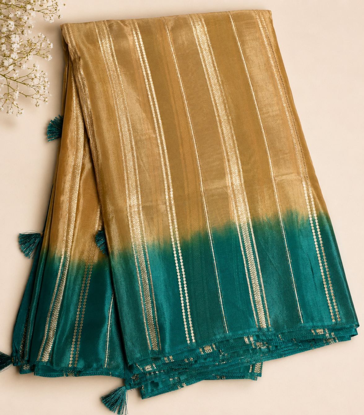 Tarangini Teal Blue Tissue Partywear Saree