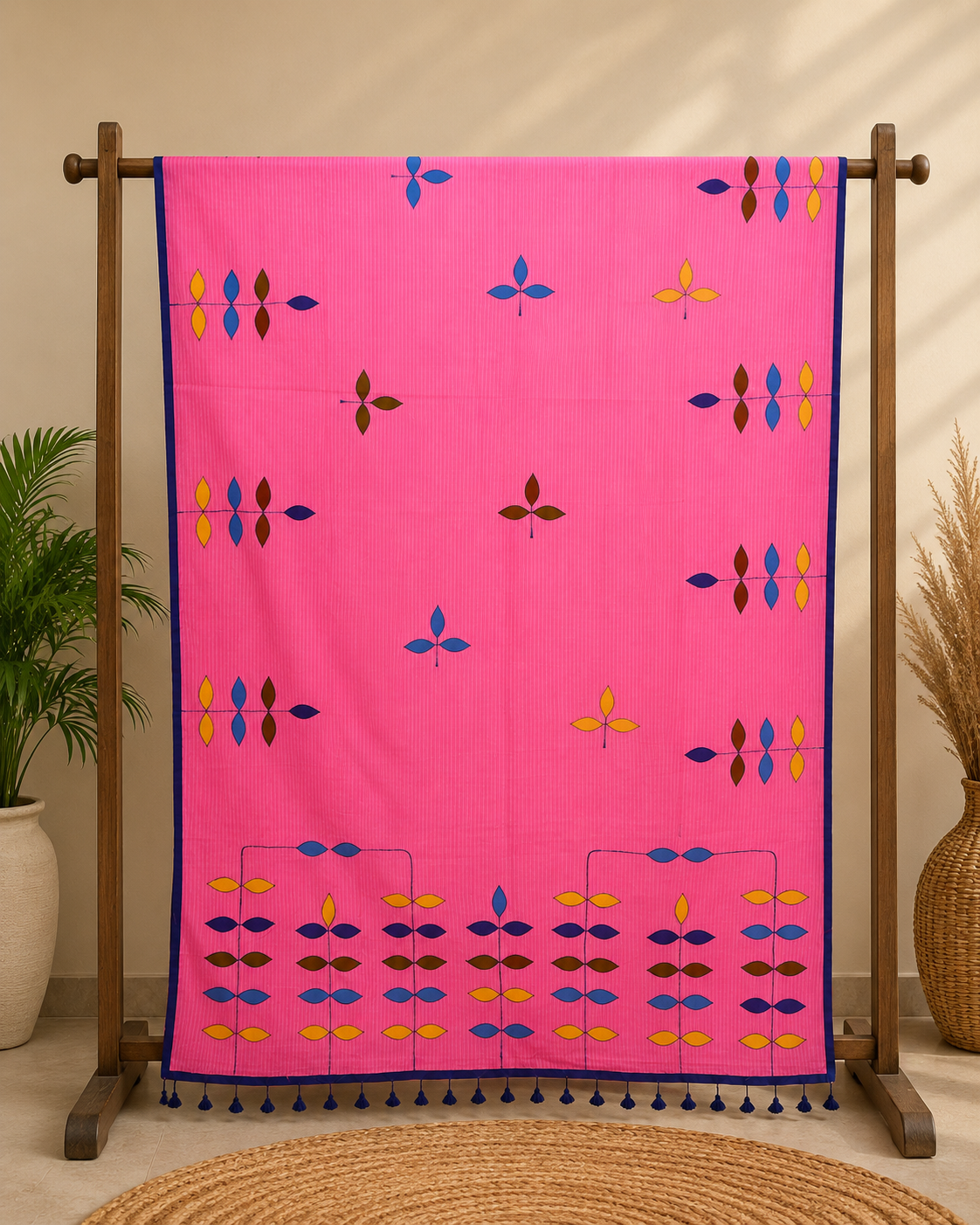Taarulatha Rose Pink Cotton Appliqué Saree