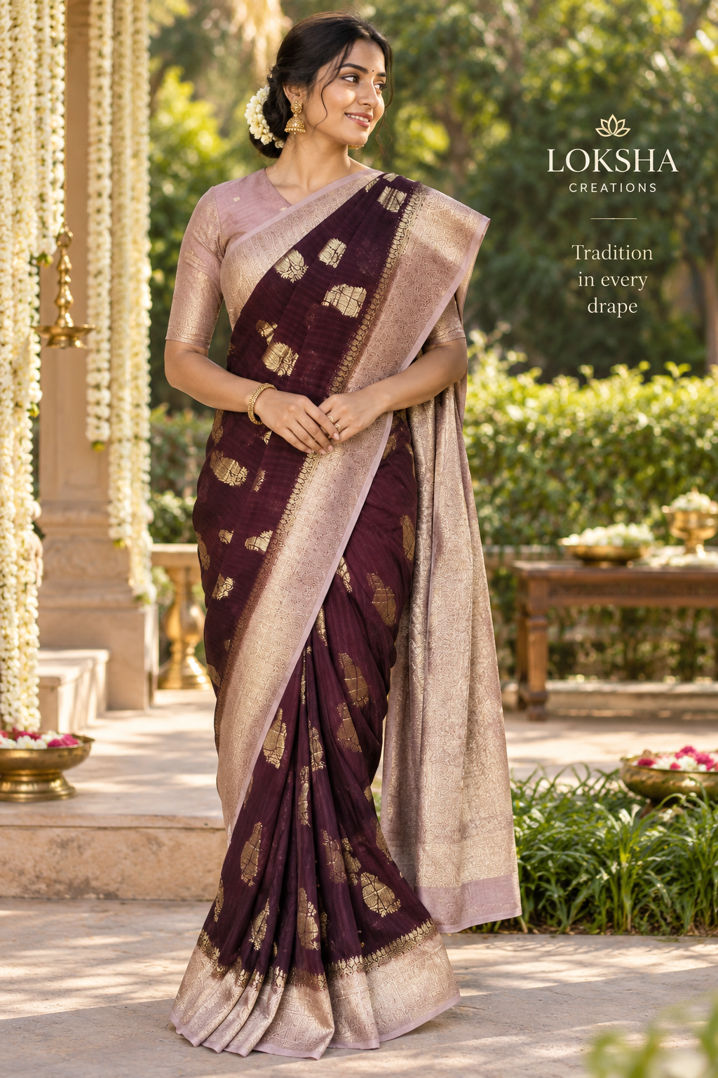 KASHIKA – Brown - Champagne Premium Georgette Banaras Saree
