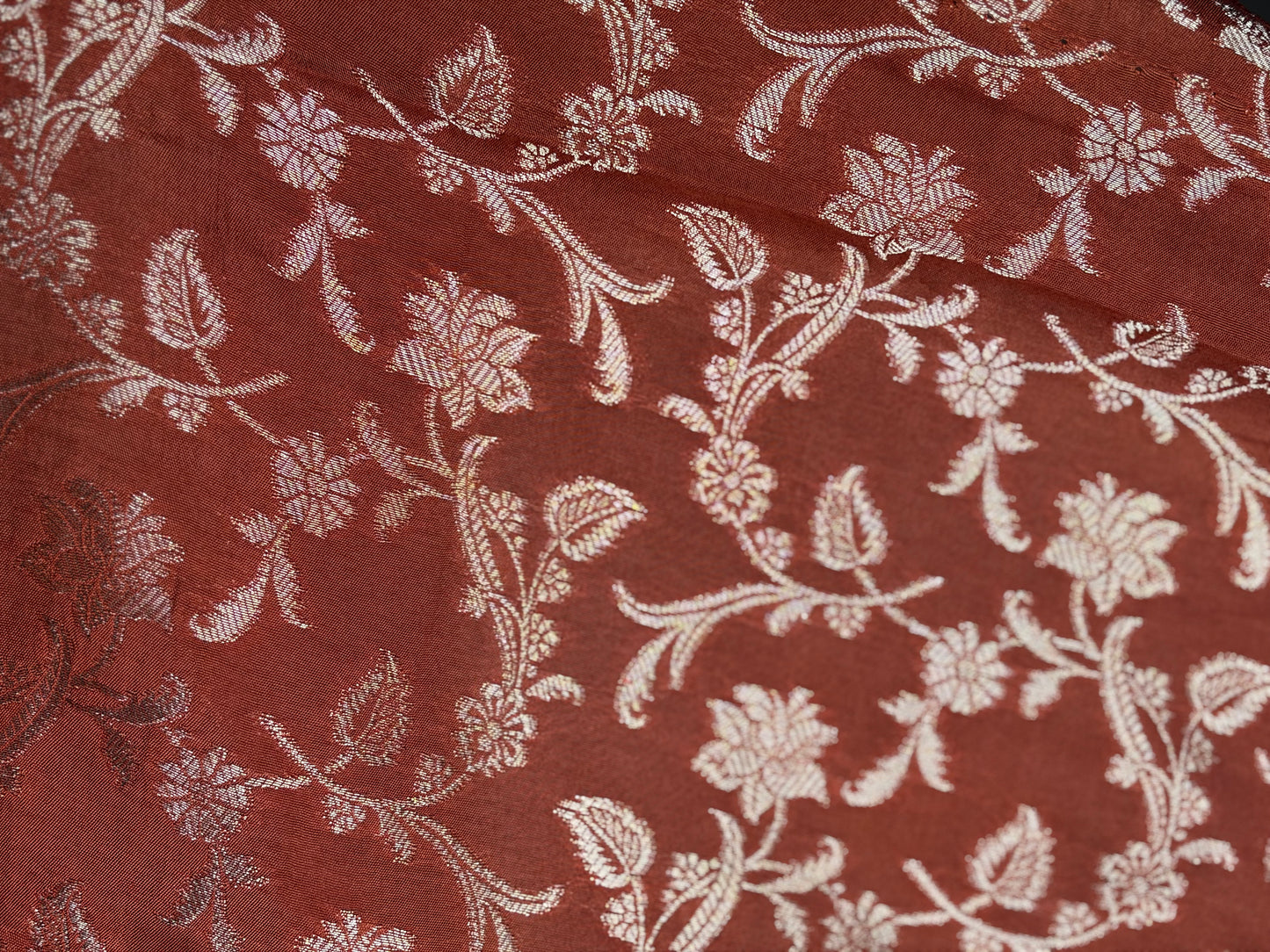 Rangamahal Coffee Brown - Copper Rust Border  Heritage Peacock Border Assam Silk Saree