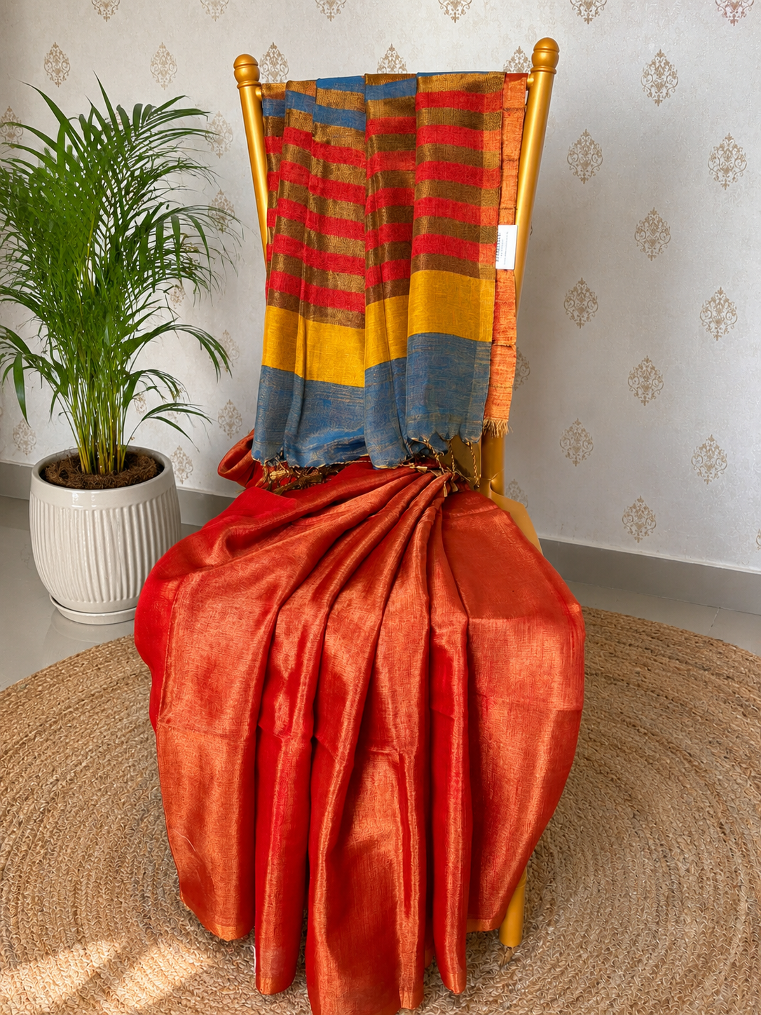 Sunset Glow Linen Tissue Silk Saree