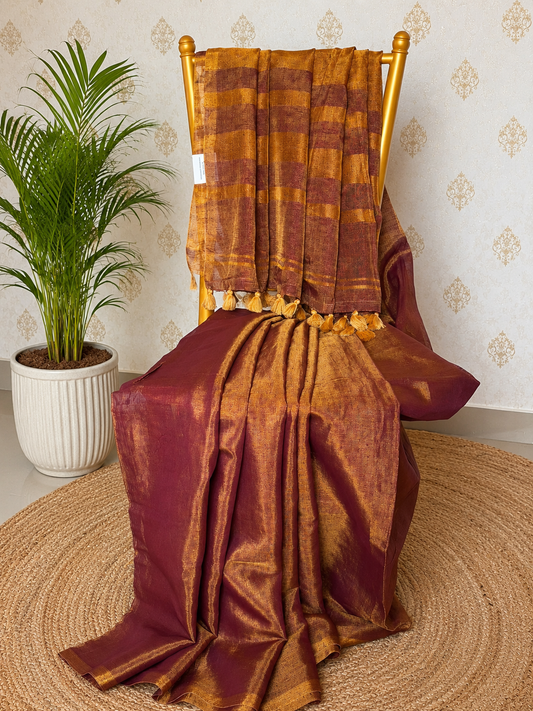 Royal Rust Linen Tissue Silk Saree