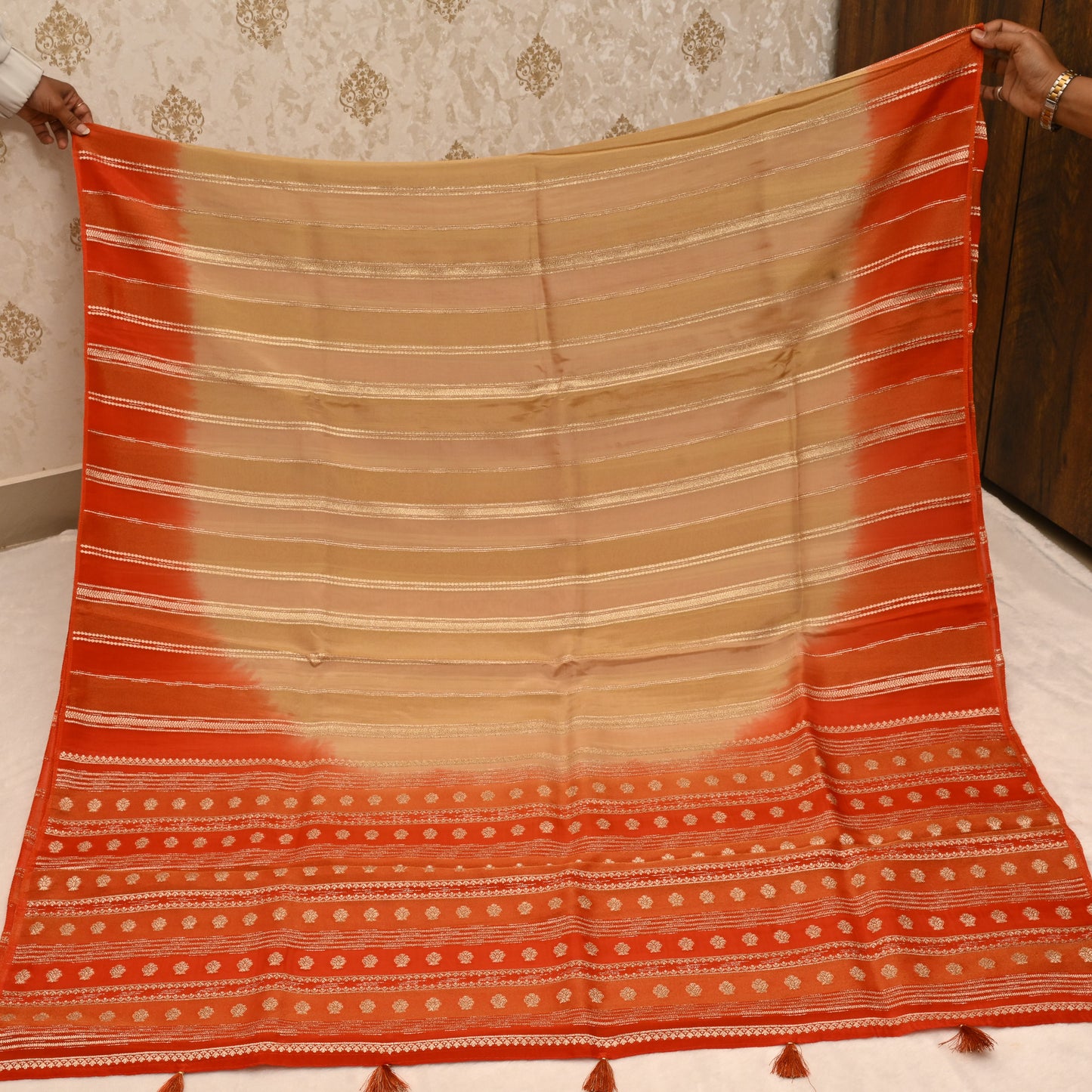 Tarangini Orange Tissue Partywear Saree