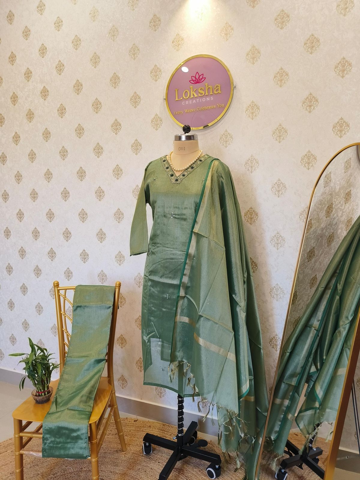 Tissue Soft Silk Kurta Set with inner lining
