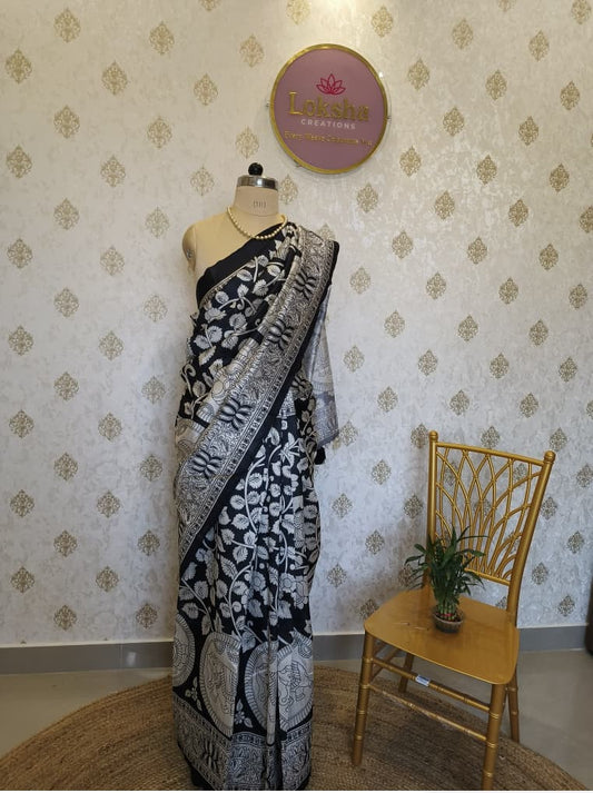 Hamsa Lotus Mulberry Silk Saree with Heritage Border