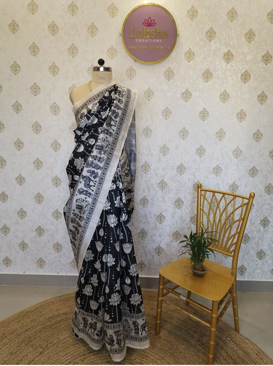 Lotus Heritage Mulberry Ikkat Silk Saree