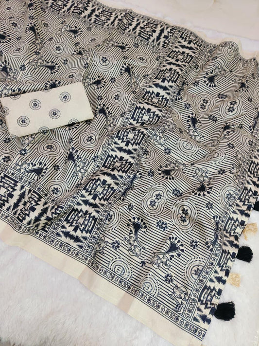 Chakra Pakshi Mulberry Silk Saree with Heritage Border