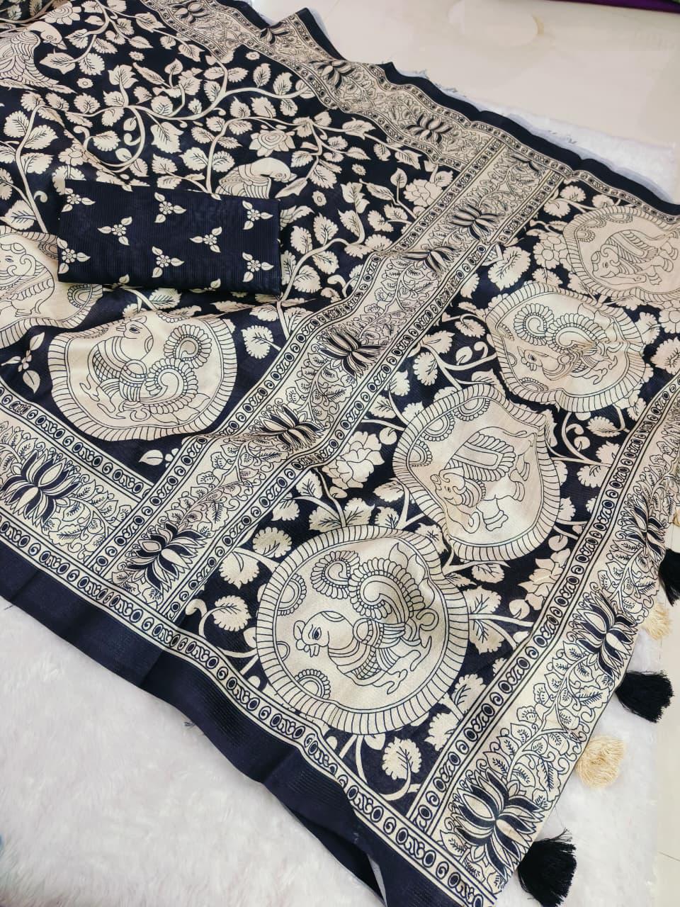Hamsa Lotus Mulberry Silk Saree with Heritage Border