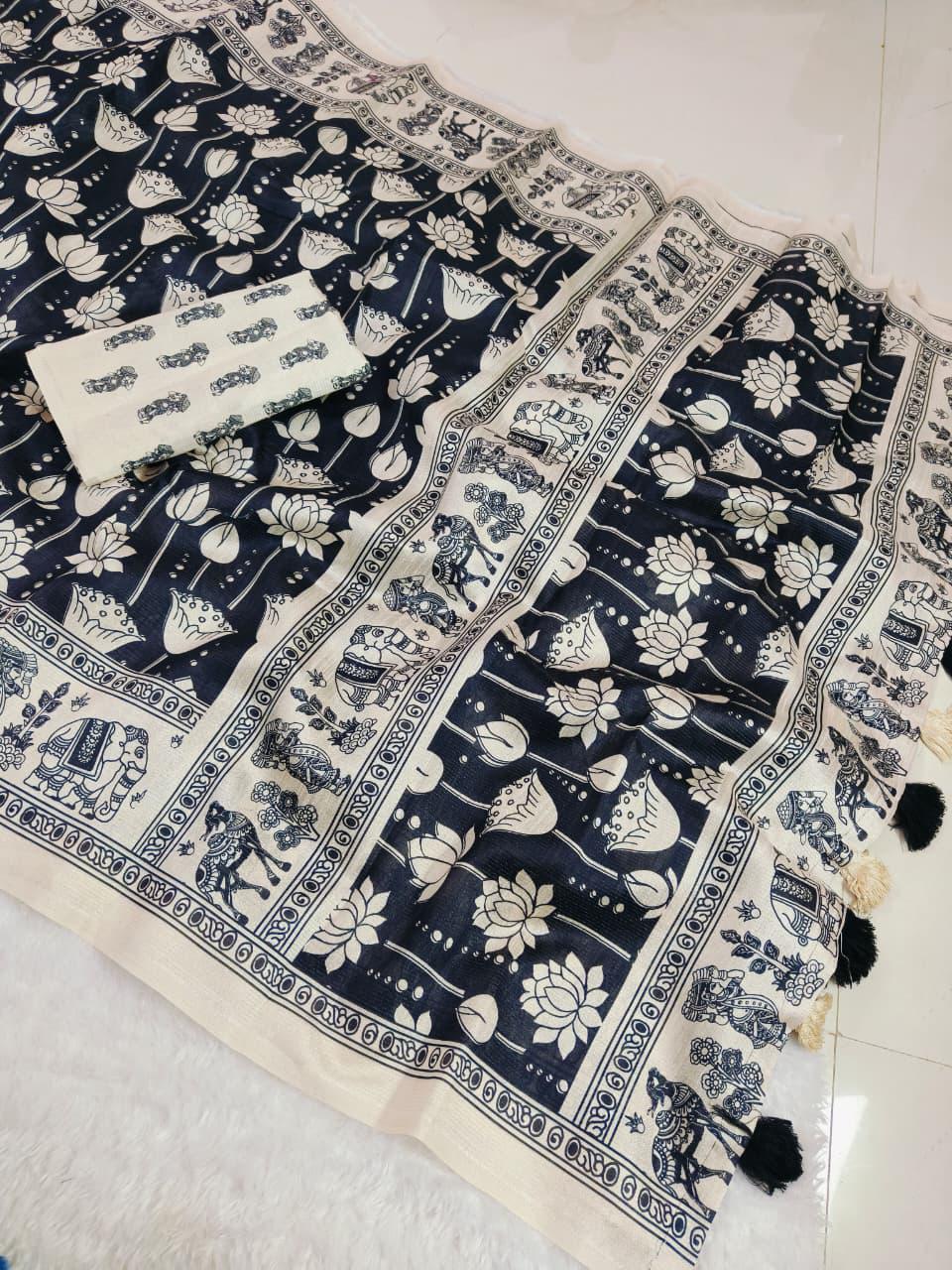 Lotus Heritage Mulberry Ikkat Silk Saree