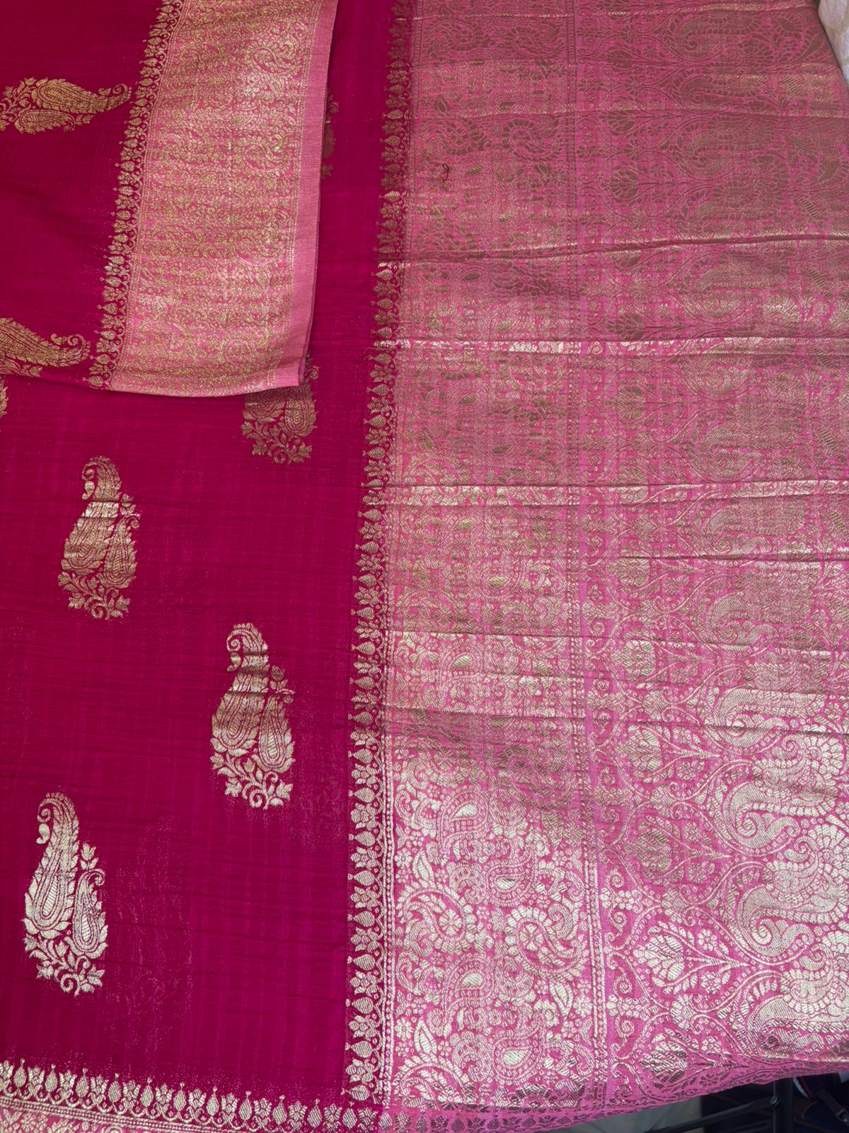 KASHIKA – Royal Pink - Pink Premium Georgette Banaras Saree