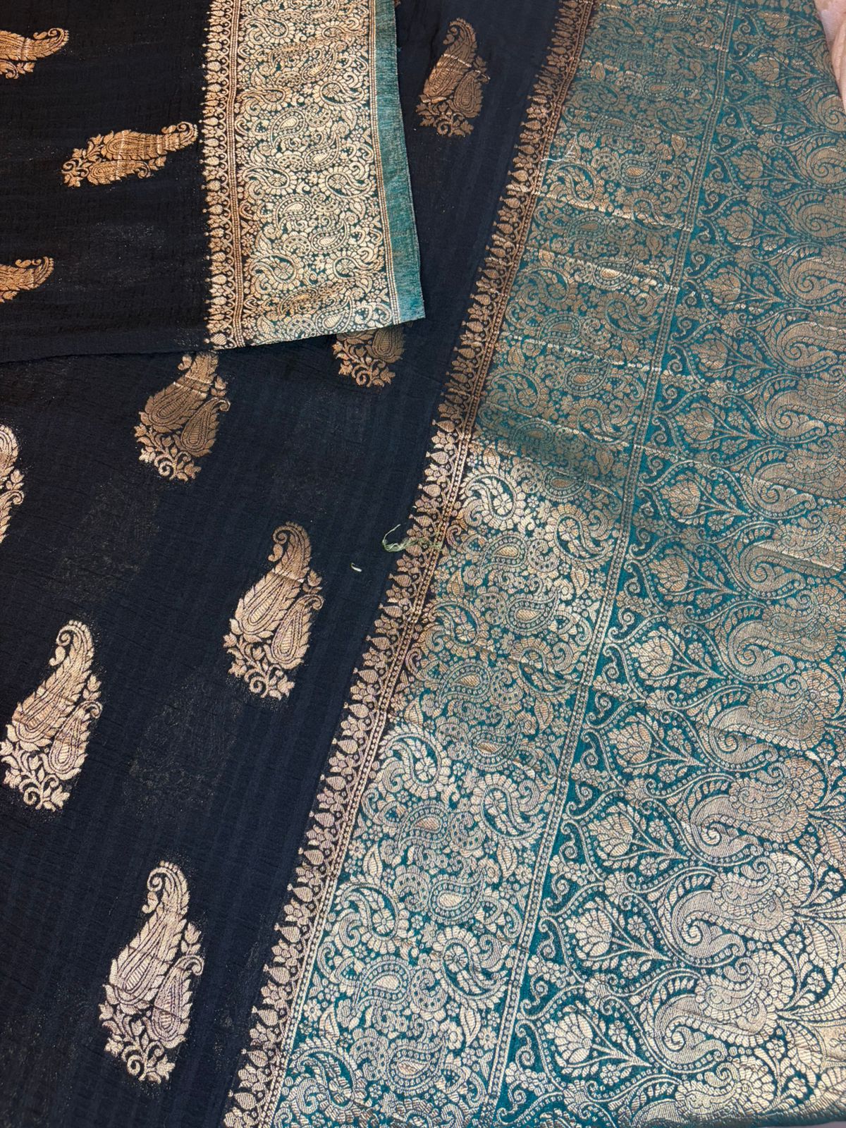 KASHIKA – Deep Teal - Aqua  Premium Georgette Banaras Saree