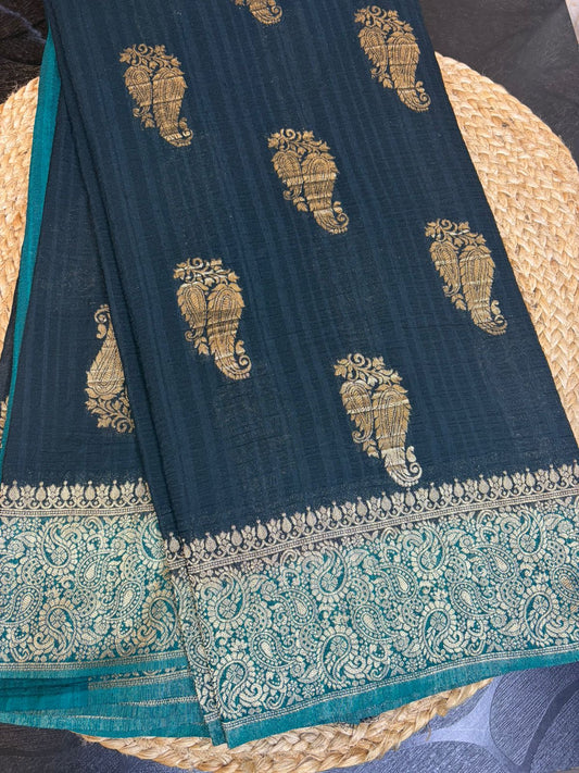 KASHIKA – Deep Teal - Aqua  Premium Georgette Banaras Saree